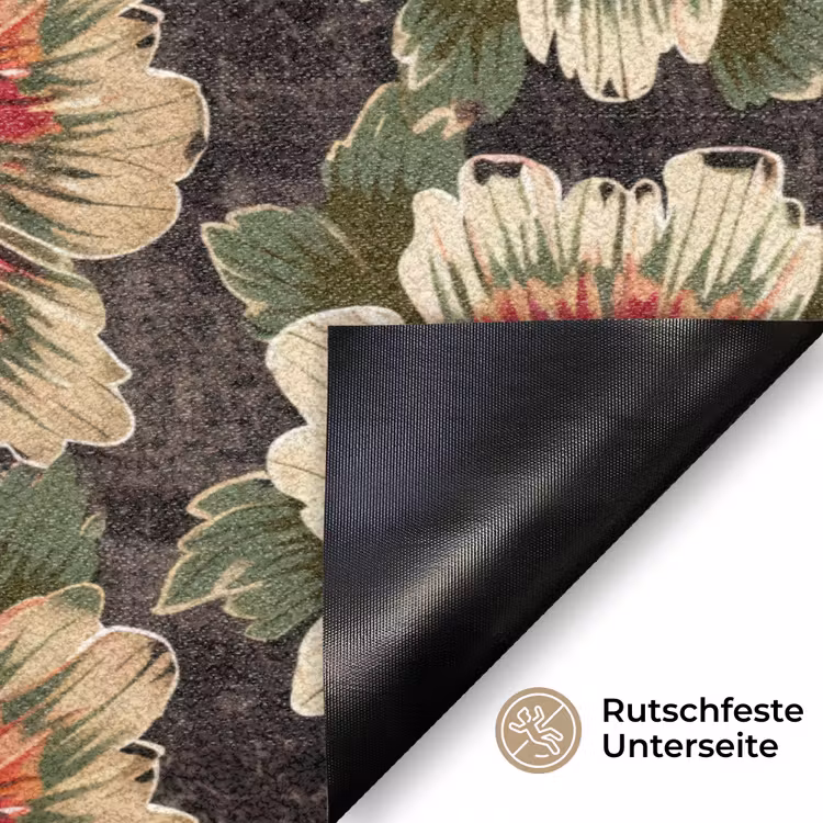 Bloemen - Klassiek - Patroon - Rood Deurmat klein 898 -antislip_DE