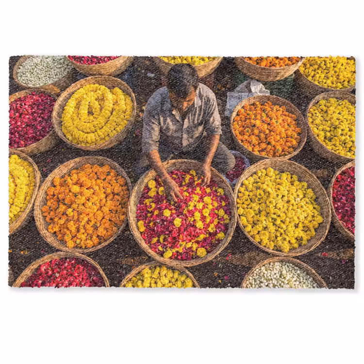Fußmatte - Blumen – Markt – Bunt - Bloemen - Markt - Kleurrijk Deurmat klein