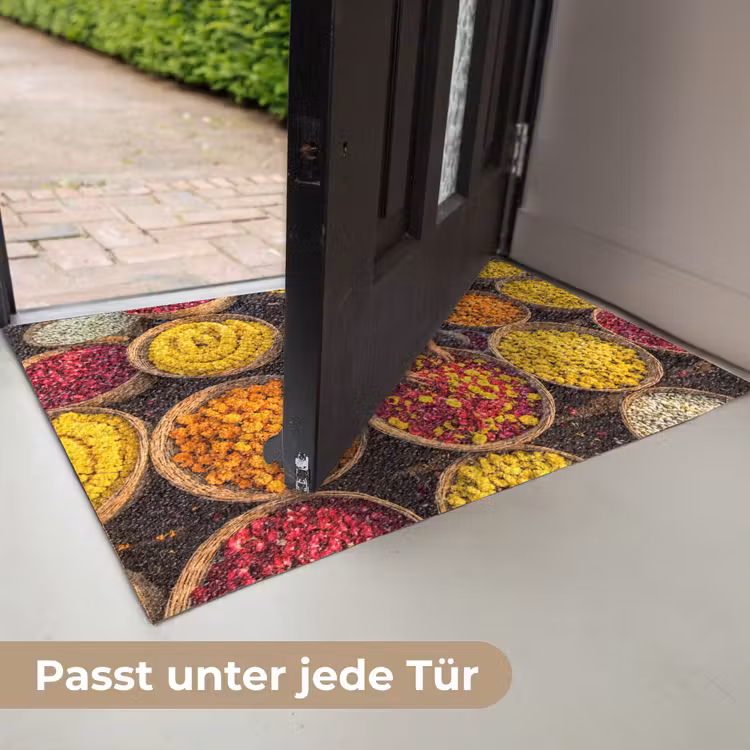 Fußmatte - Blumen – Markt – Bunt - Bloemen - Markt - Kleurrijk Deurmat klein
