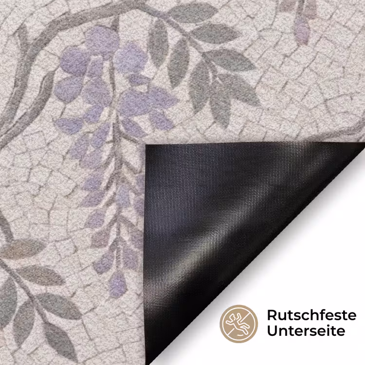 Bloemen - Mozaïek - Natuur - Patroon - Paars Deurmat klein -antislip_DE