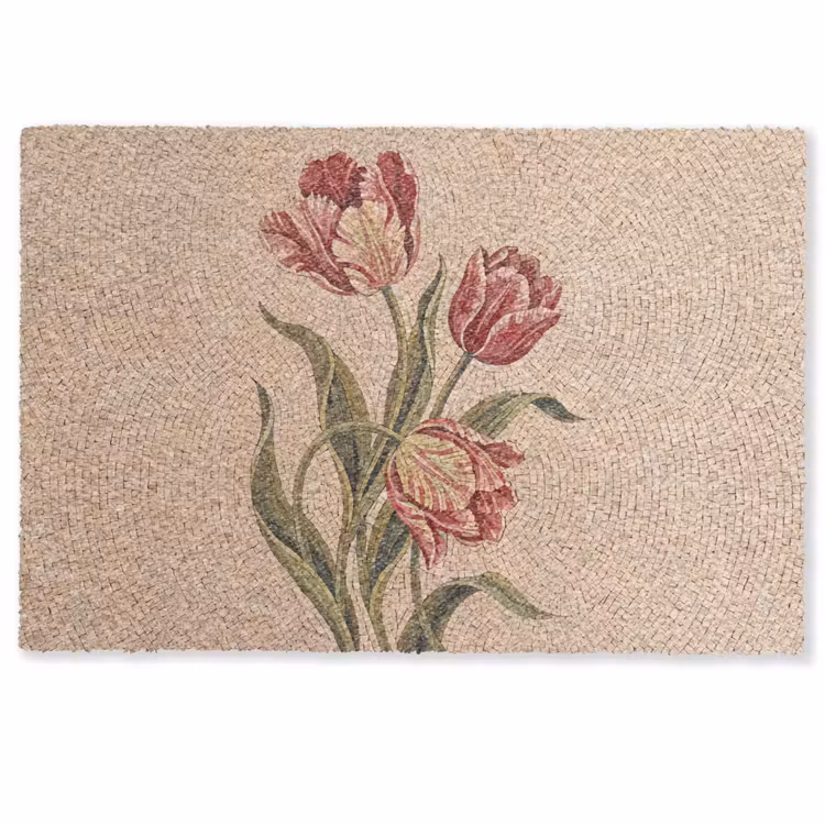 Bloemen - Mozaïek - Rood - Groen - Kunst Deurmat klein -zkaufland3d