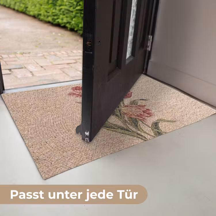 Bloemen - Mozaïek - Rood - Groen - Kunst Deurmat klein -USP_DE