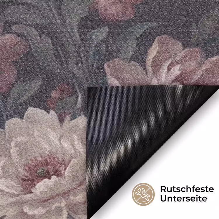 Bloemen - Patroon - Sierlijk - Roze - Donker Deurmat klein -antislip_DE