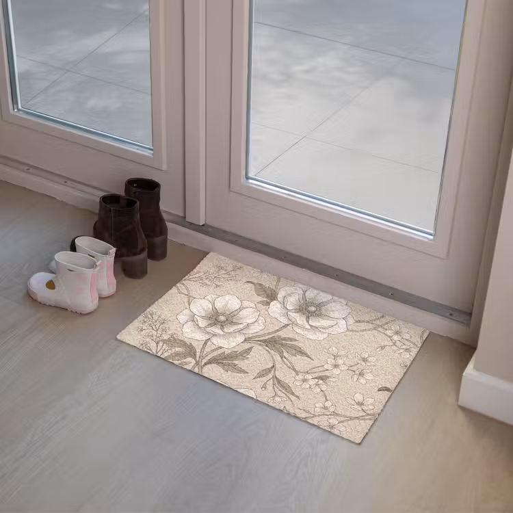 Bloemen - Patroon - Beige Deurmat klein -sfeer3