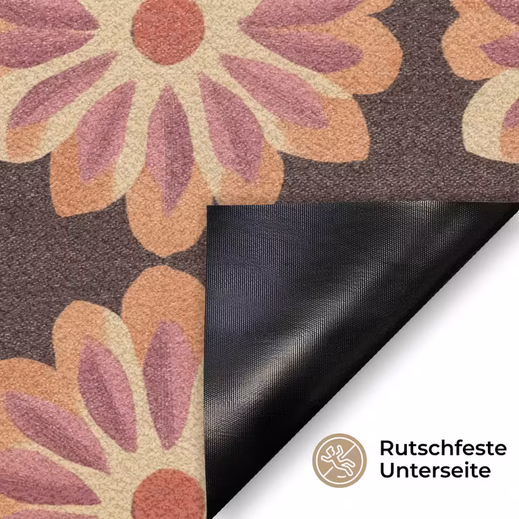 Bloemen - Patroon - Bruin Deurmat klein 898 -antislip_DE