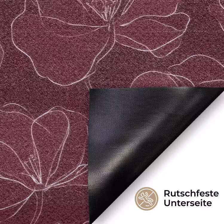 Bloemen - Patroon - Bordeauxrood Deurmat klein 898 -antislip_DE