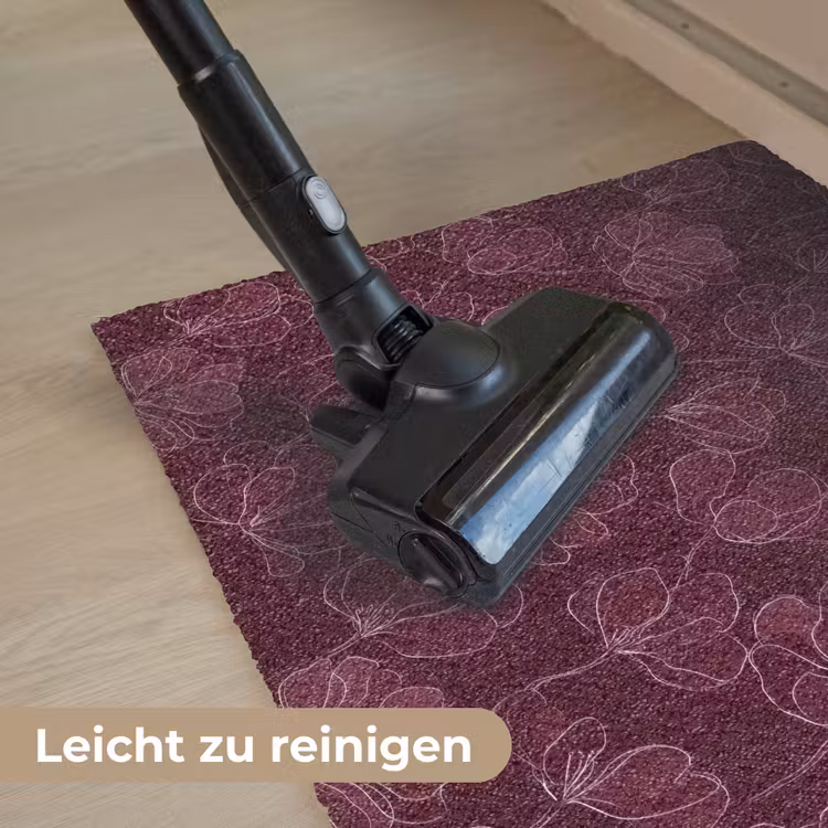 Bloemen - Patroon - Bordeauxrood Deurmat klein 898 -reinigen_DE