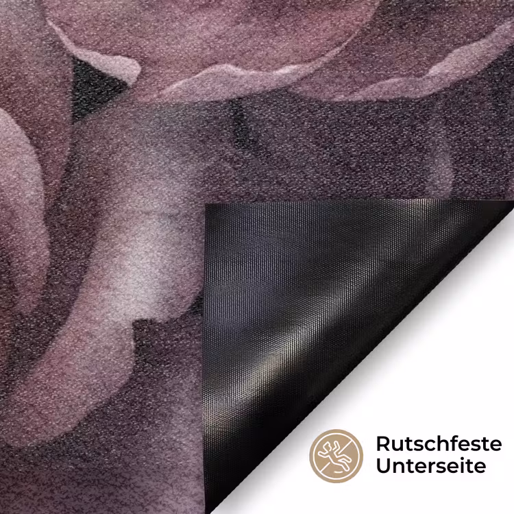 Bloemen - Patroon - Donker - Botanisch - Paars Deurmat klein -antislip_DE