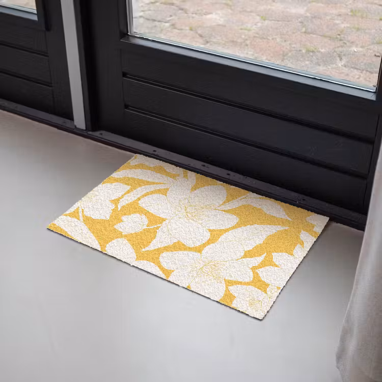 Bloemen - Patroon - Geel - Wit Deurmat klein -sfeer2
