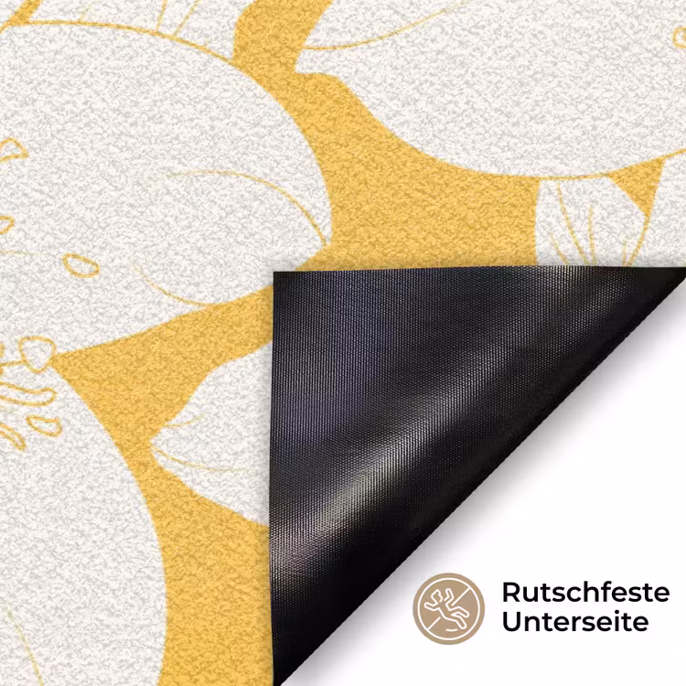 Bloemen - Patroon - Geel - Wit Deurmat klein -antislip_DE