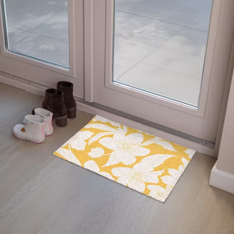 Bloemen - Patroon - Geel - Wit Deurmat klein -sfeer3