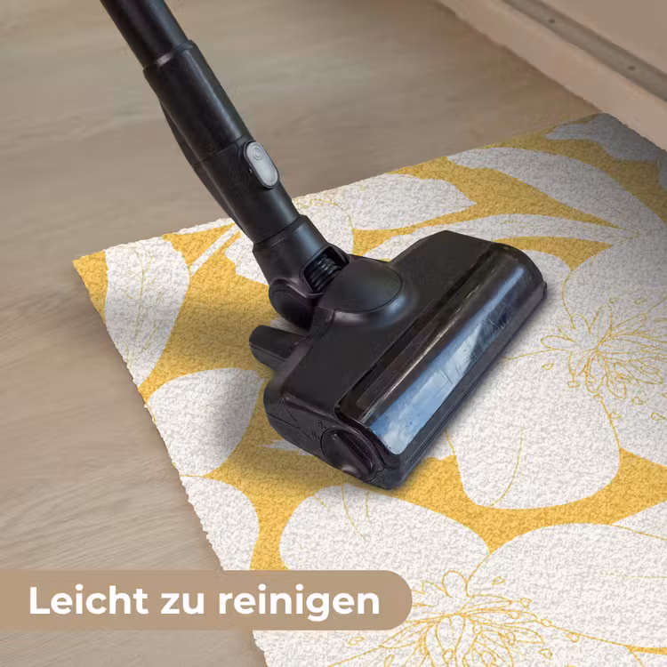 Bloemen - Patroon - Geel - Wit Deurmat klein -reinigen_DE