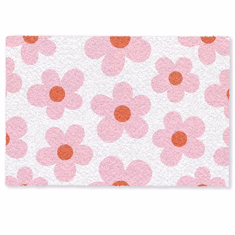 Bloemen - Patroon - Modern - Roze - Wit Deurmat klein -zkaufland3d