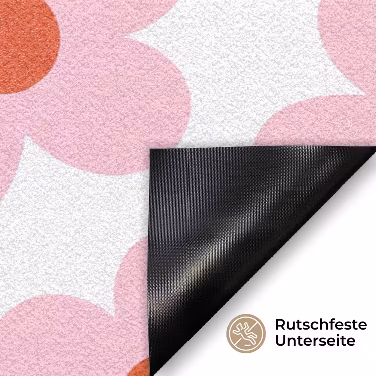 Bloemen - Patroon - Modern - Roze - Wit Deurmat klein -antislip_DE