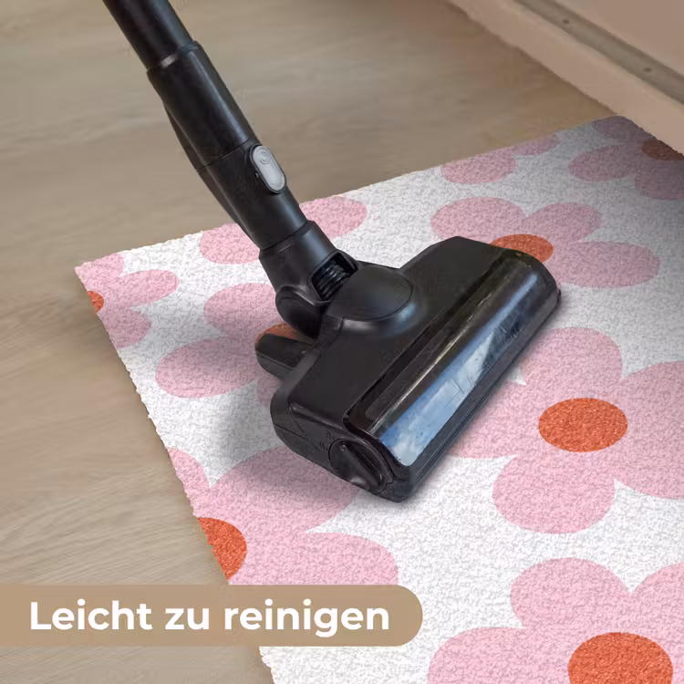 Bloemen - Patroon - Modern - Roze - Wit Deurmat klein -reinigen_DE