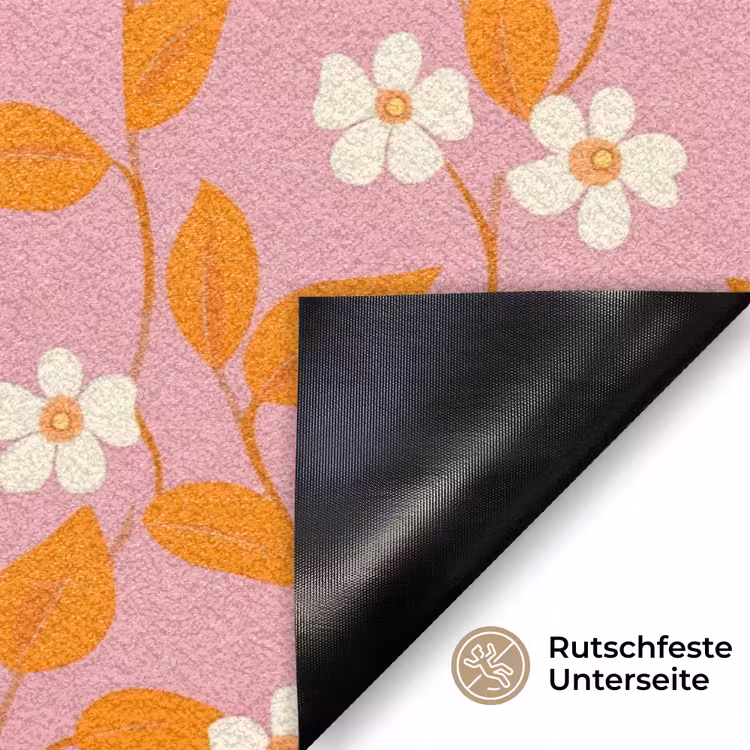 Bloemen - Patroon - Oranje Deurmat klein 898 -antislip_DE
