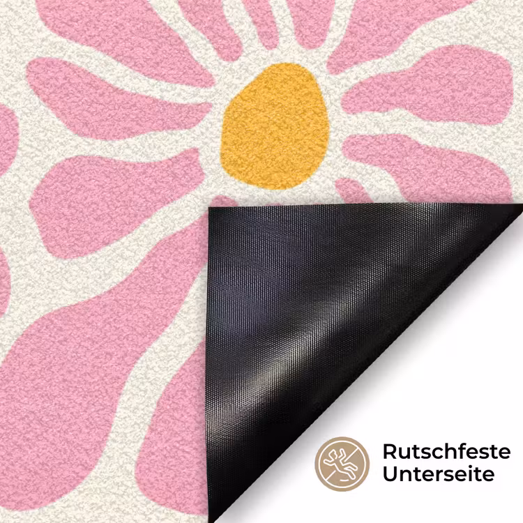 Bloemen - Patroon - Roze - Beige - Oranje Deurmat klein -antislip_DE