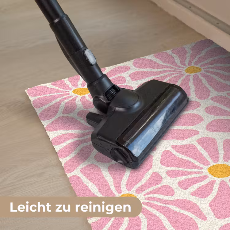 Bloemen - Patroon - Roze - Beige - Oranje Deurmat klein -reinigen_DE