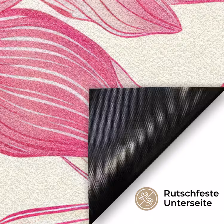 Bloemen - Patroon - Roze - Wit Deurmat klein -antislip_DE