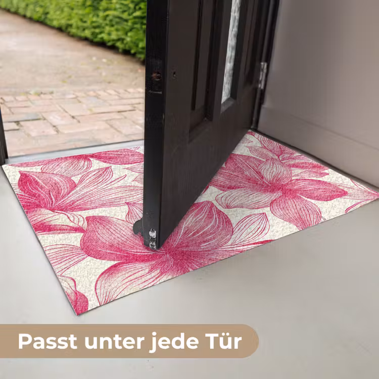 Bloemen - Patroon - Roze - Wit Deurmat klein -USP_DE