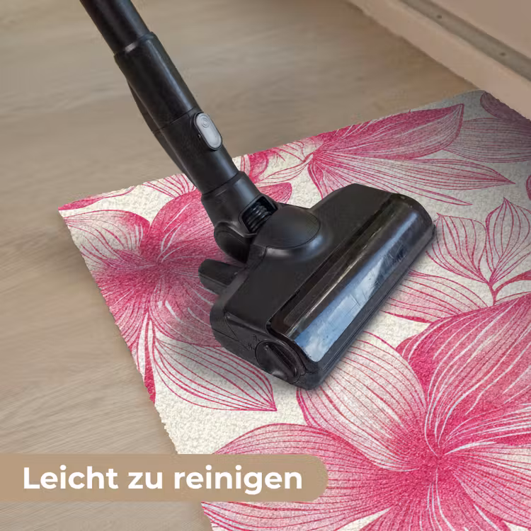 Bloemen - Patroon - Roze - Wit Deurmat klein -reinigen_DE