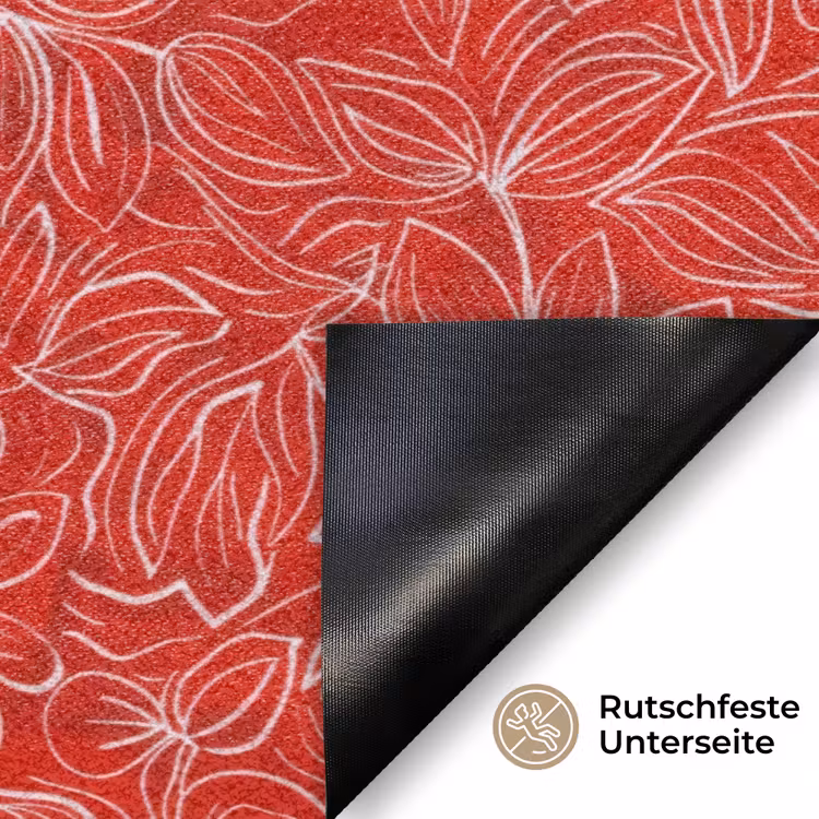 Bloemen - Patroon - Rood Deurmat klein 898 -antislip_DE