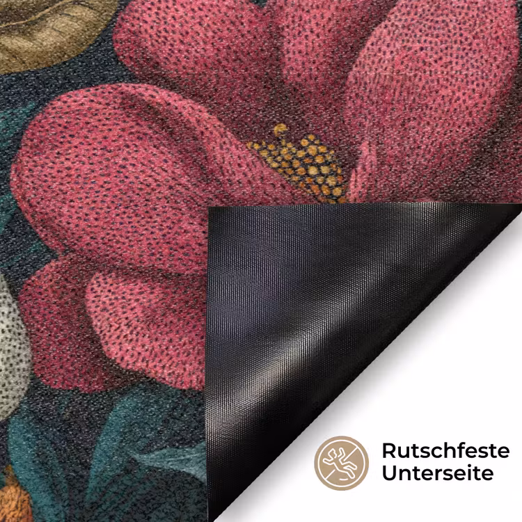 Bloemen - Patroon - Rood - Goud Deurmat klein 898 -antislip_DE