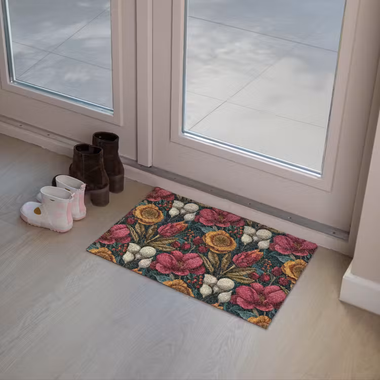 Bloemen - Patroon - Rood - Goud Deurmat klein 898 -sfeer3