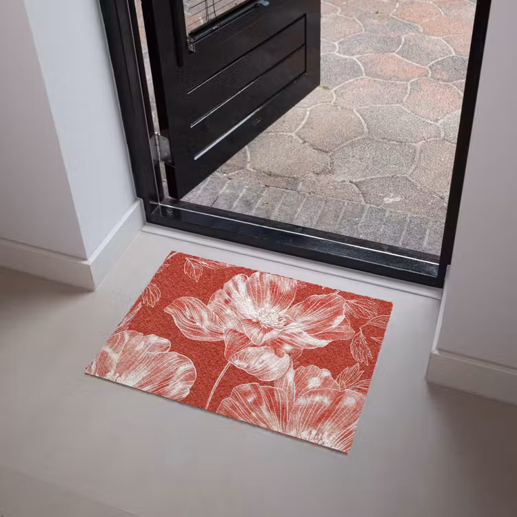 Bloemen - Patroon - Rood - Wit Deurmat klein -sfeer5