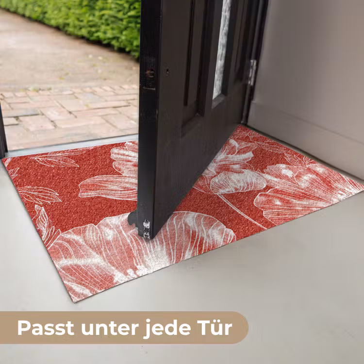 Bloemen - Patroon - Rood - Wit Deurmat klein -USP_DE