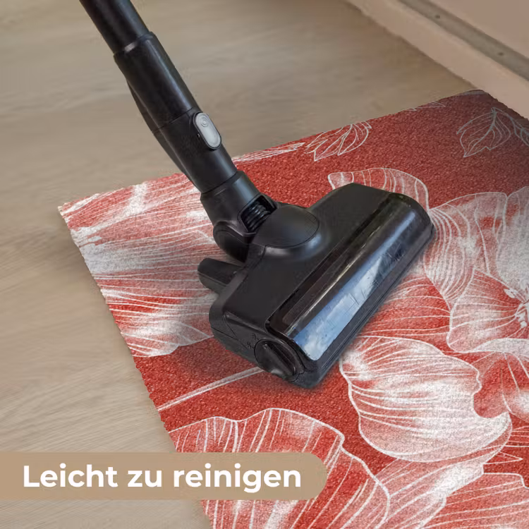 Bloemen - Patroon - Rood - Wit Deurmat klein -reinigen_DE