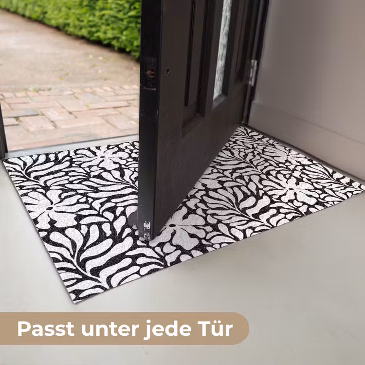 Bloemen - Patroon - Zwart - Wit Deurmat klein 898 -USP_DE