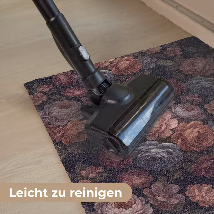 Bloemen - Patroon - Vintage - Donker - Roze Deurmat klein -reinigen_DE