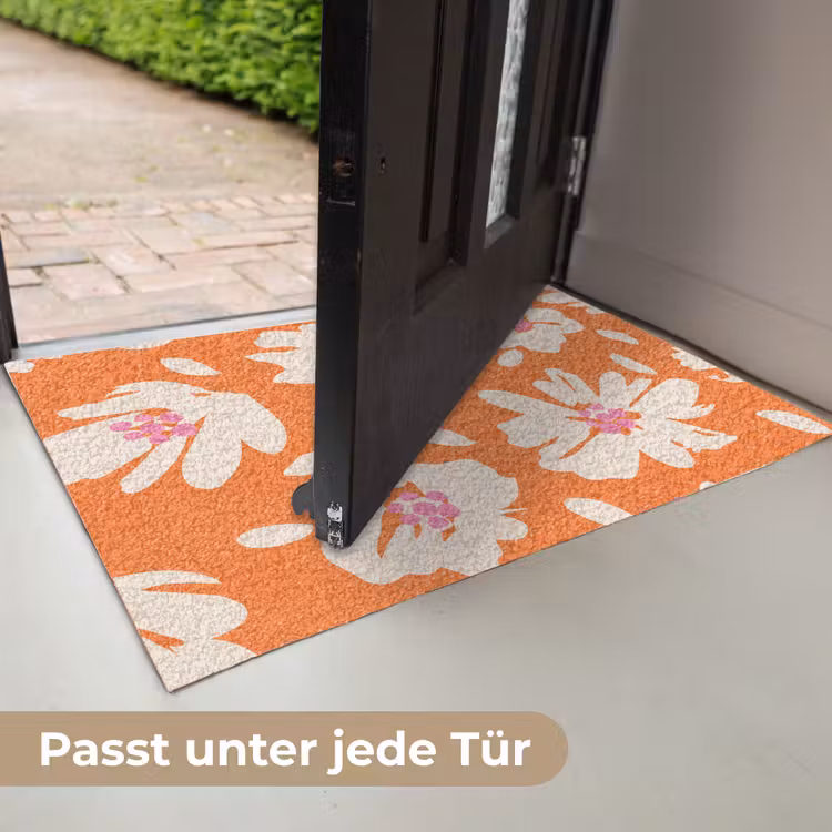 Bloemen - Oranje - Beige - Roze - Abstract Deurmat klein -USP_DE