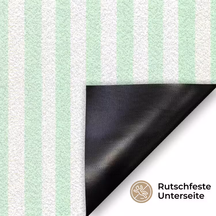 Bloemen - Ovaal - Strepen - Groen Deurmat klein -antislip_DE