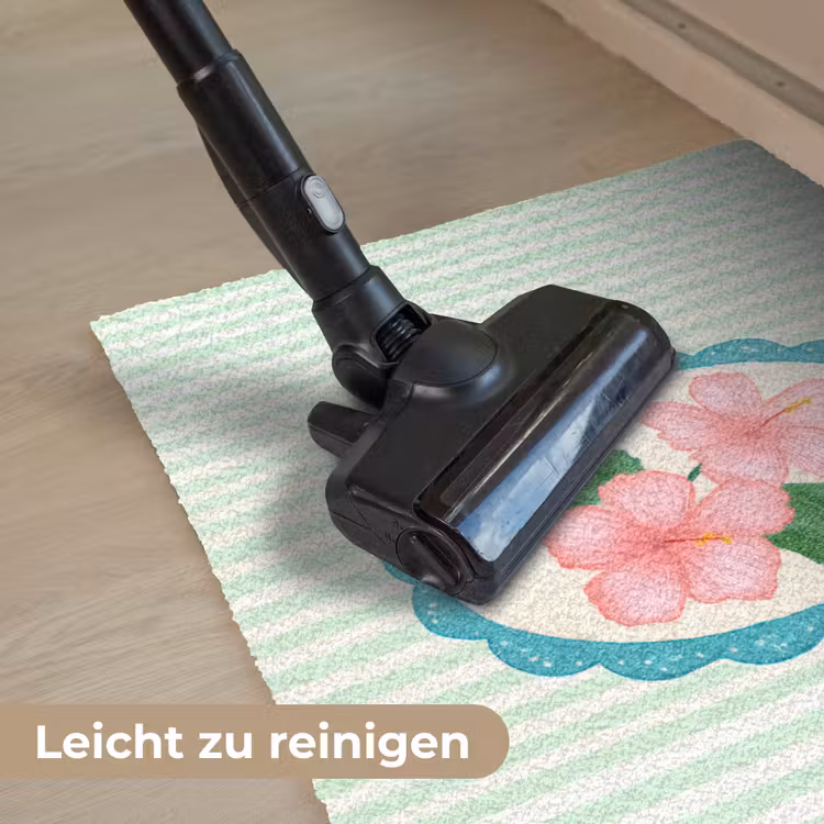 Bloemen - Ovaal - Strepen - Groen Deurmat klein -reinigen_DE