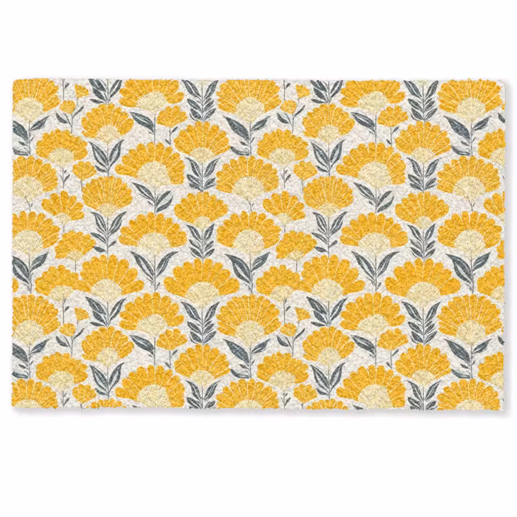 Bloemen - Retro - Botanisch - Okergeel - Grijs Deurmat klein 898 -zkaufland3d