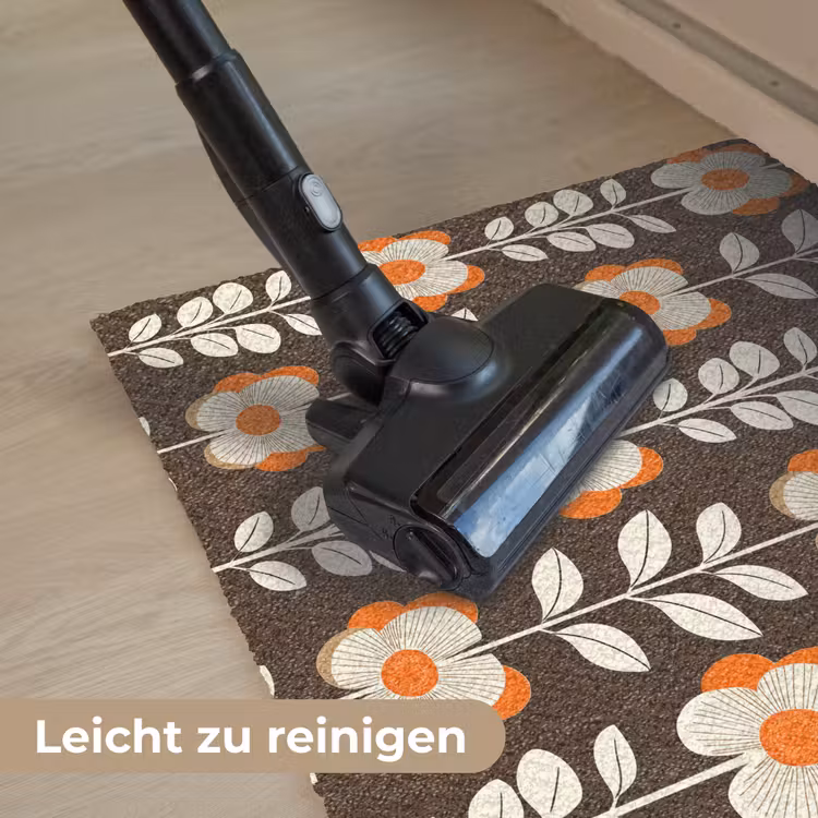 Bloemen - Retro - Bruin Deurmat klein 898 -reinigen_DE