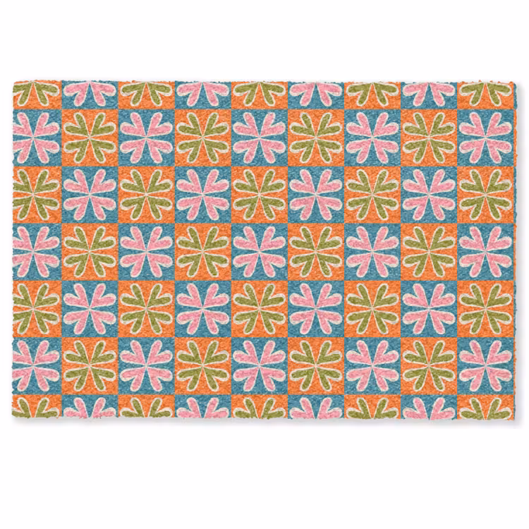 Bloemen - Retro - Patroon - Kleurrijk Deurmat klein 898 -zkaufland3d