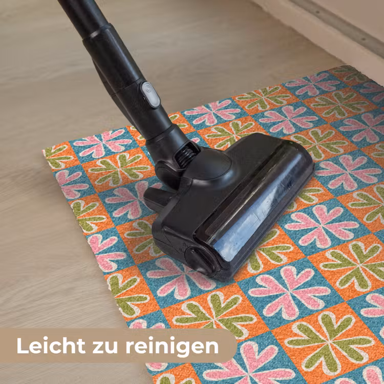 Bloemen - Retro - Patroon - Kleurrijk Deurmat klein 898 -reinigen_DE
