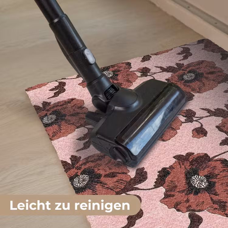 Bloemen - Retro - Rood Deurmat klein 898 -reinigen_DE