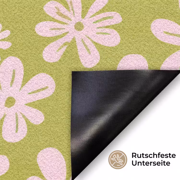 Bloemen - Roze - Getekend - Patroon Deurmat klein -antislip_DE