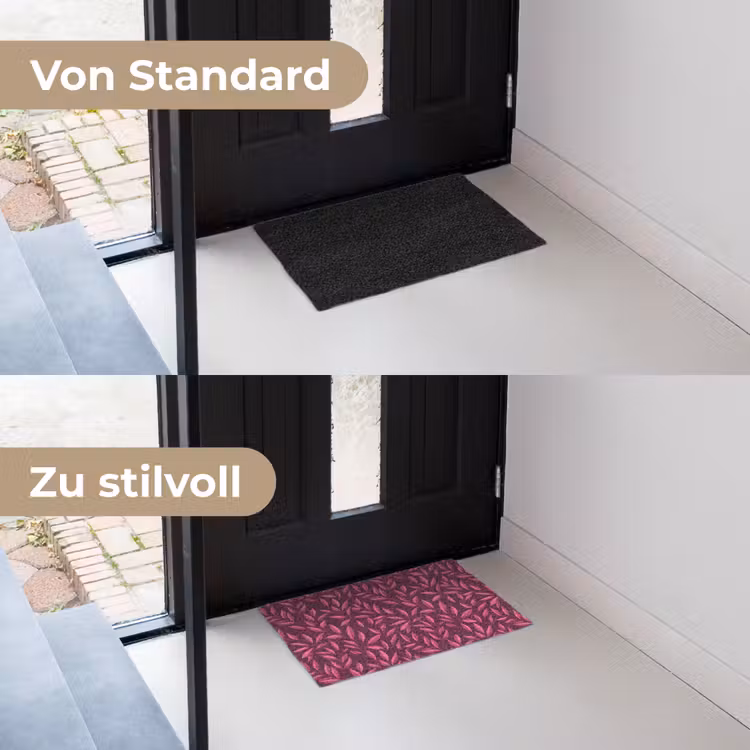 Bloemen - Roze - Natuur - Patroon Deurmat klein 898 -voor-na_DE
