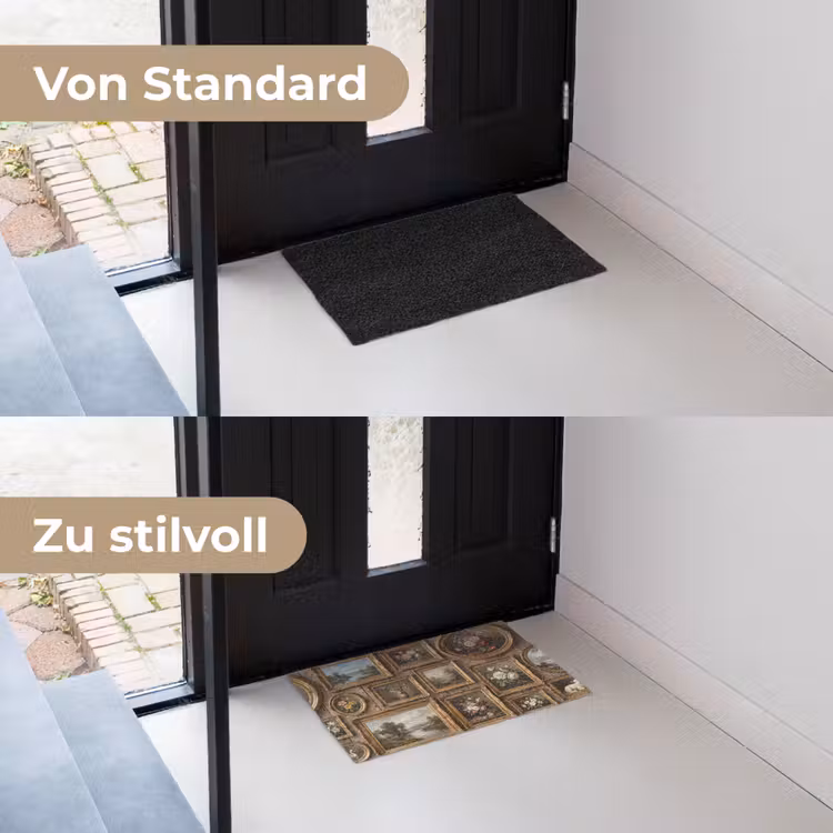 Bloemen - Rozen - Klassiek - Vaas - Kleurrijk Deurmat klein -voor-na_DE