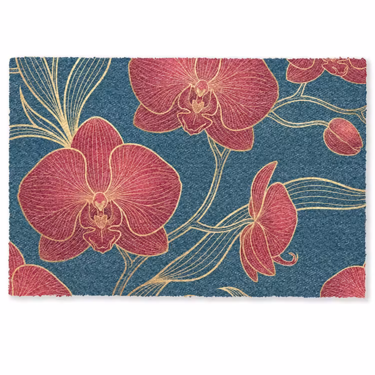 Fußmatte - Blumen – Rot – Gold - Bloemen - Rood - Goud Deurmat klein