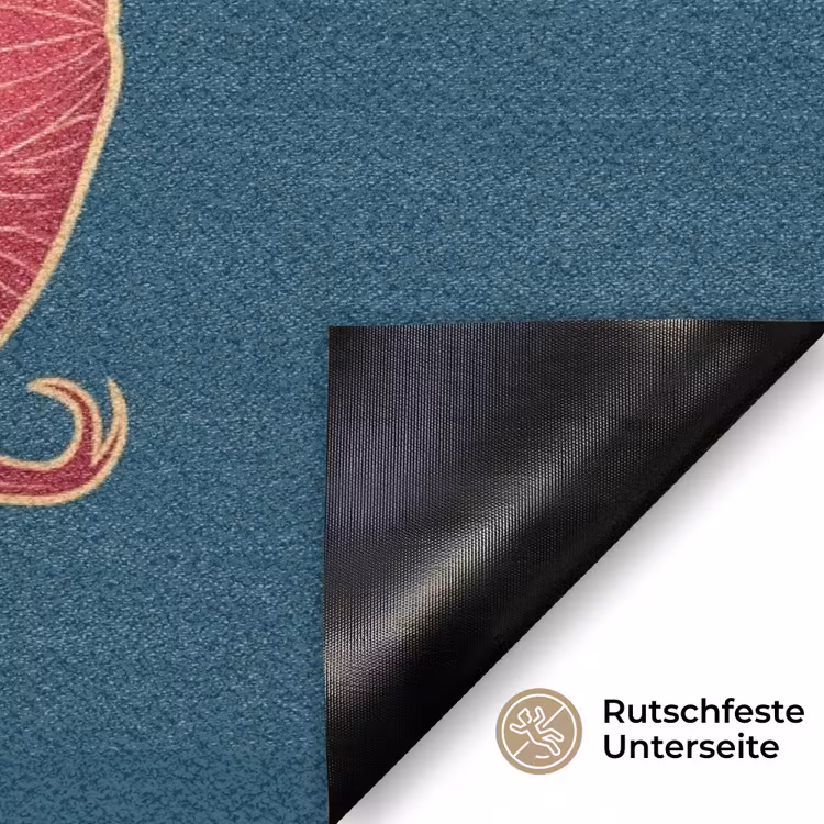 Fußmatte - Blumen – Rot – Gold - Bloemen - Rood - Goud Deurmat klein