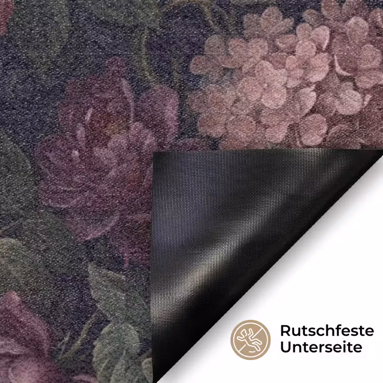 Bloemen - Rood - Klassiek - Donker - Patroon Deurmat klein -antislip_DE