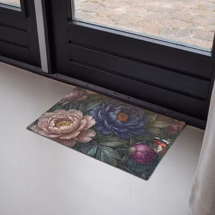 Bloemen - Vlinder - Natuur - Modern - Paars Deurmat klein -sfeer2