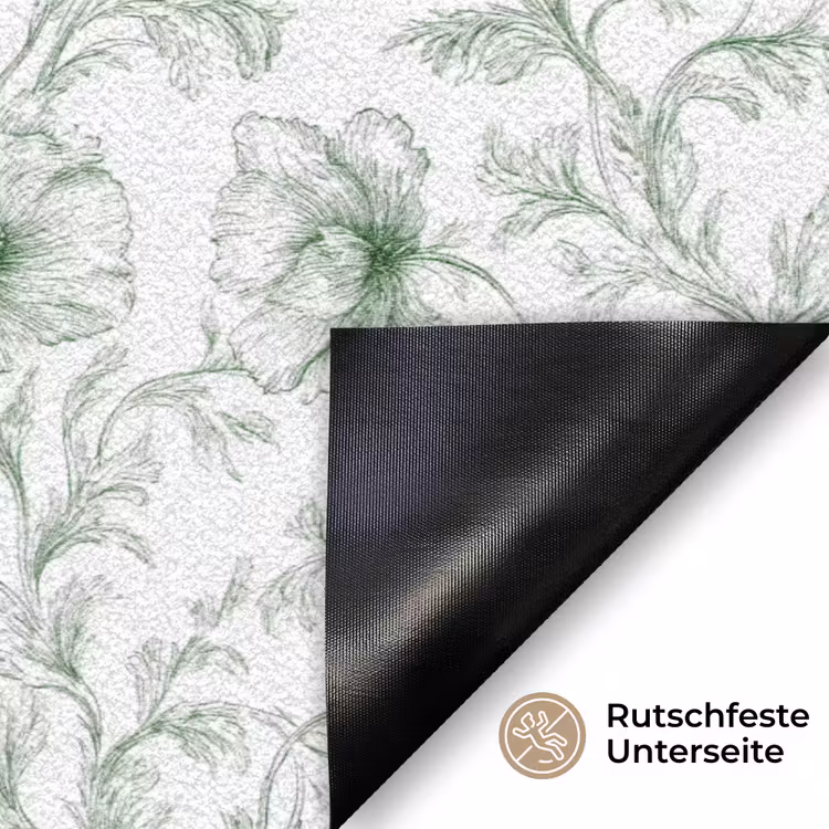 Bloemen - Getekend - Groen Deurmat klein 898 -antislip_DE
