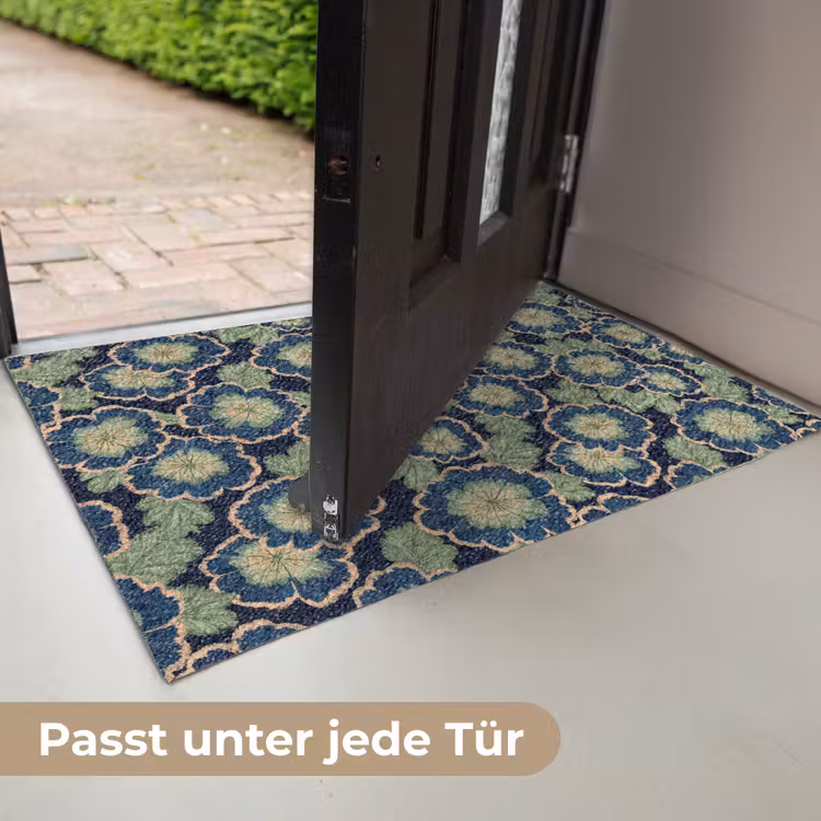 Bloemen - Borduurwerk - Patroon - Blauw - Groen Deurmat klein 898 -USP_DE